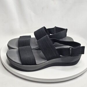 Clarks Cloudsteppers Sandals Womens 7 M Arla Jacory Slingback Wedge Gray Black